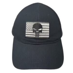 Highland Tactical Trucker Hat Black Gray Punisher Skull Flag One Size Adjustable